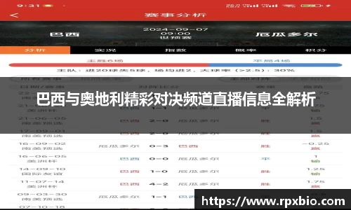 巴西与奥地利精彩对决频道直播信息全解析
